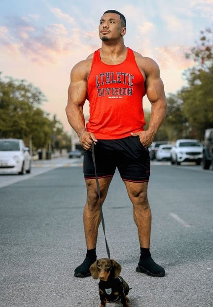 Larry Wheels posing with his pet