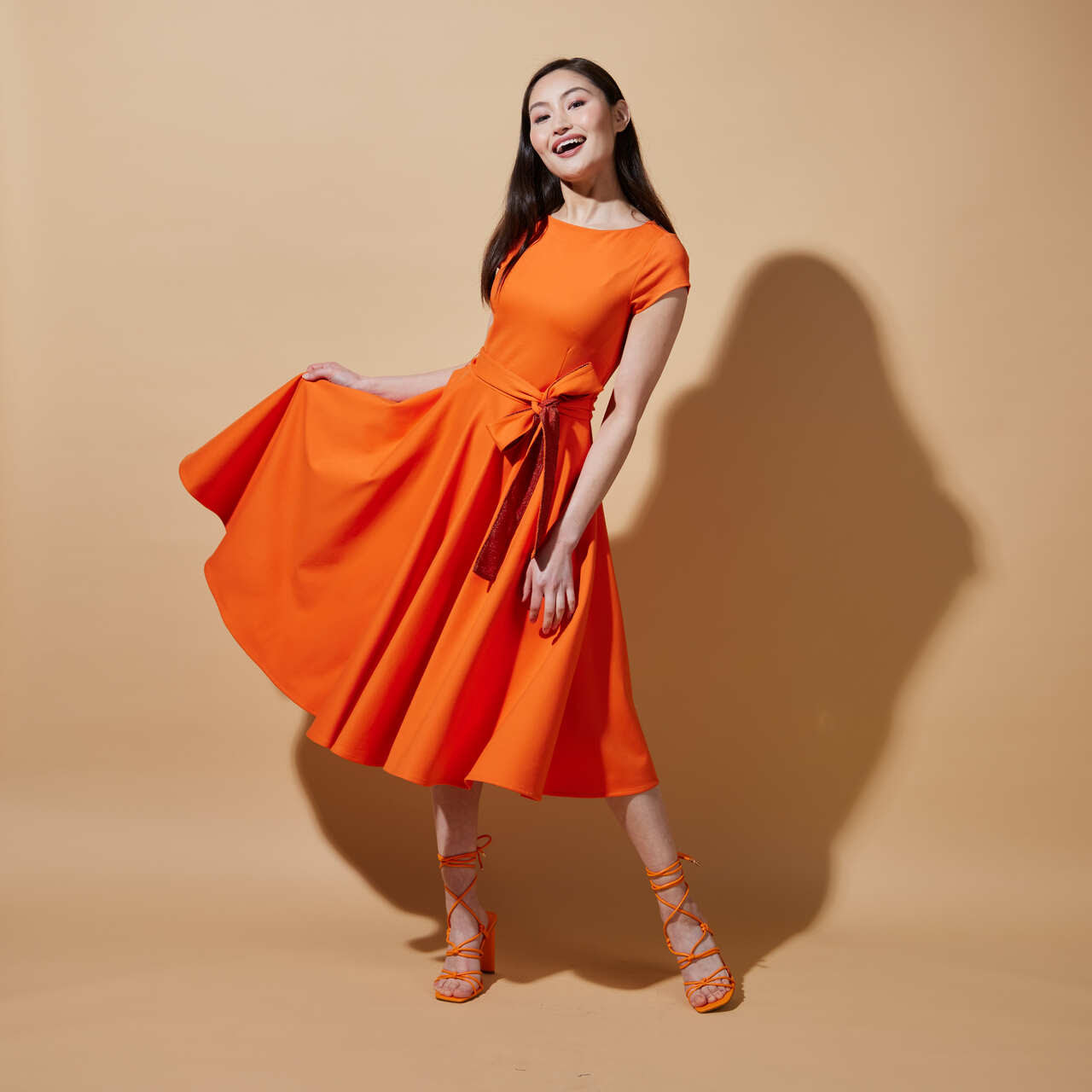 Image of Summer Full Moon Fit & Flare Dress Orange