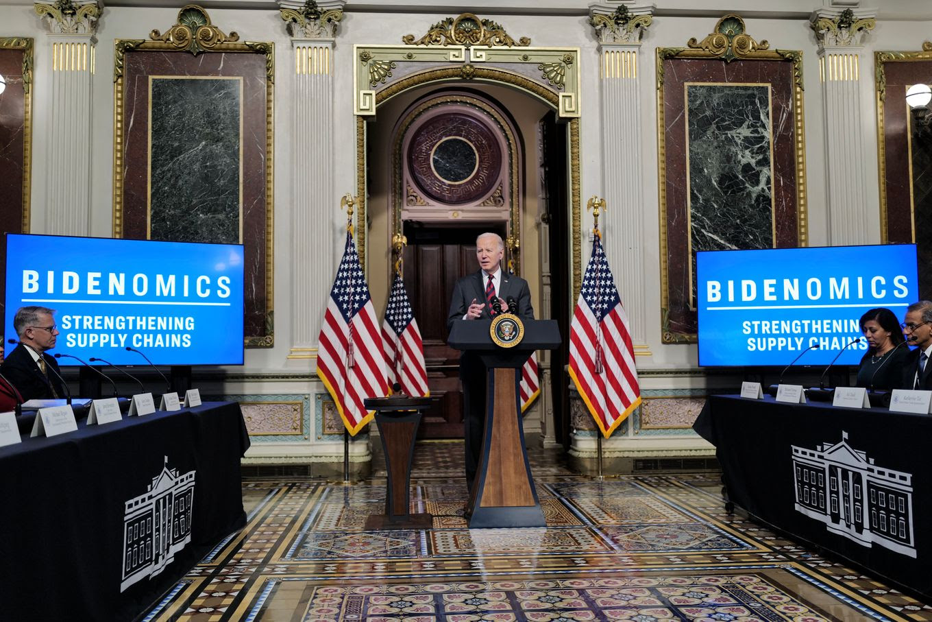 President Biden talks about the economy last month. (Michael Robinson Chávez/The Washington Post)