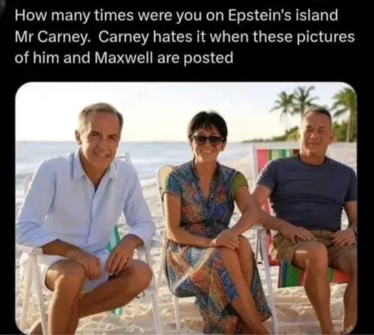 Mark Carneyhanging out on Epstein Island.