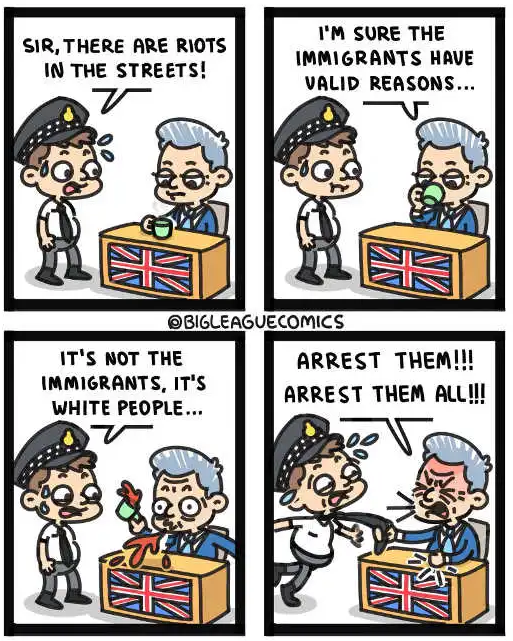 Cartoon mocking British riots.