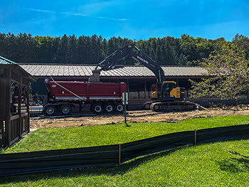 Asphalt removal in progress during the summer of 2023 is shown at the Harrietta State Fish Hatchery in Wexford County.