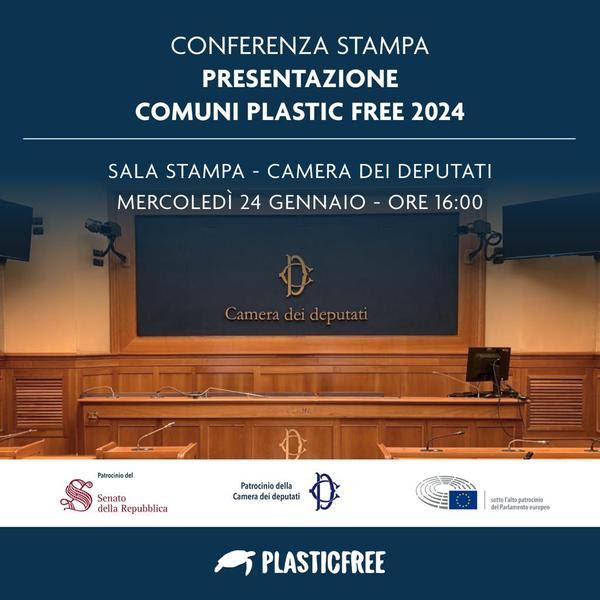 AMBIENTE: DOMANI A MONTECITORIO CONFERENZA STAMPA PRESENTAZIONE COMUNI PLASTIC FREE 2024 ambiente,plasticfree,conferenza