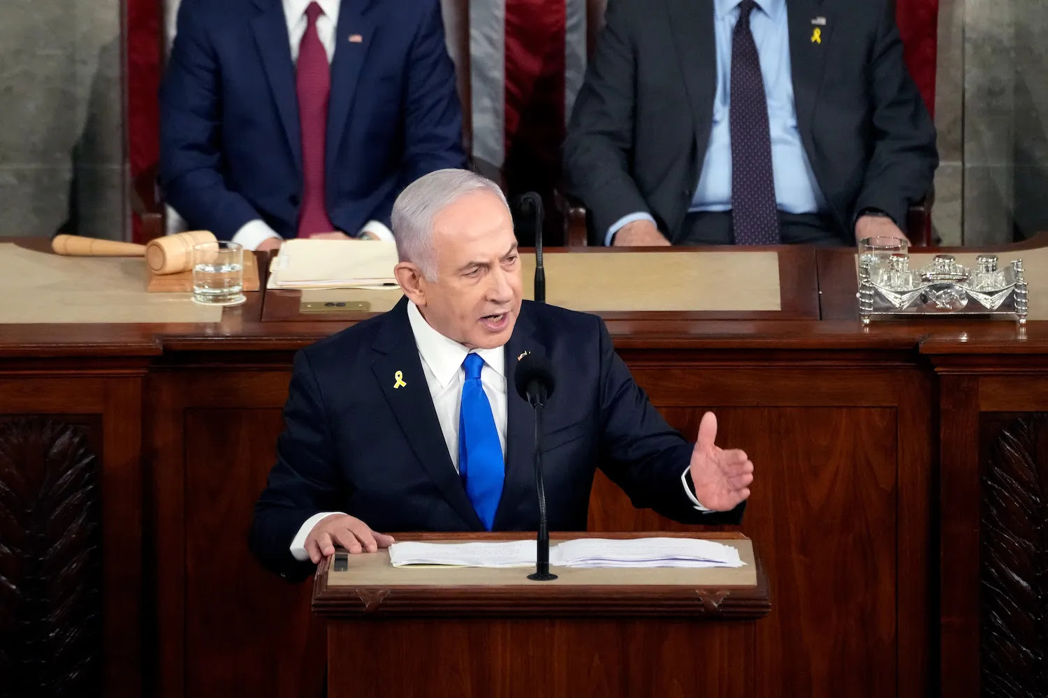 Israeli Prime Minister Benjamin Netanyahu addresses a joint meeting of Congress at the U.S. Capitol in Washington on July 24.