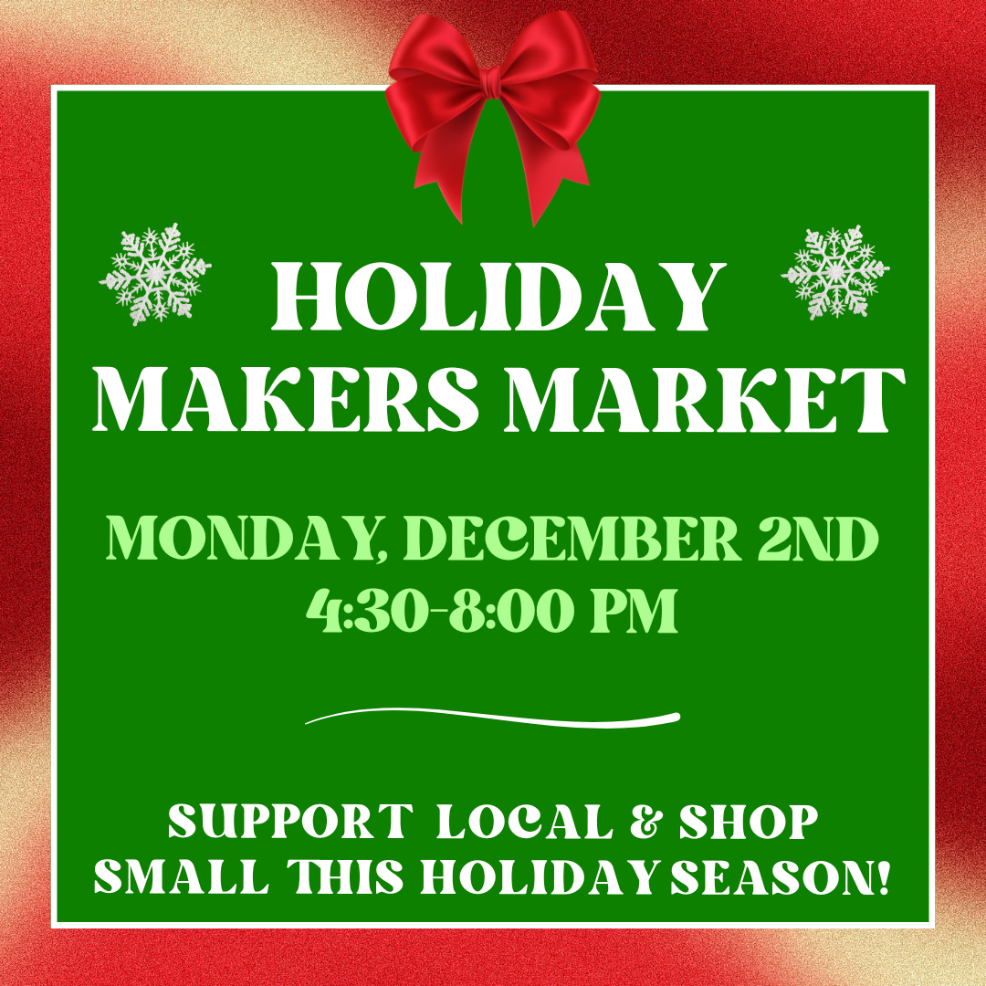 Holiday Makers Market Happening Monday December 2nd 4:30-8:00pm at Wooden Hill Brewing. support local and shop small this holiday season