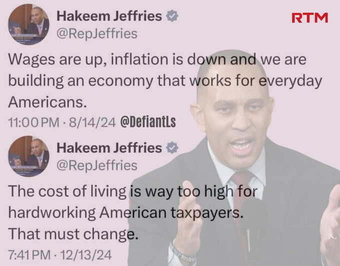 Hypocrite Hakeem Jeffries says inflation is no big deal, then says it is a big deal.