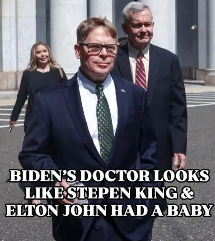Meme mocking Biden's doctor who is strangee-looking.