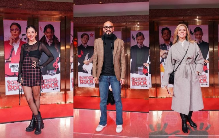 Cande Molfese, Abel Pintos y Carla Peterson en la alfombra roja de "School of Rock" (Foto: Soy Prensa)