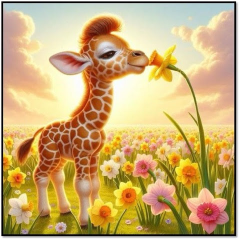 Giraffe-Smell-the-Flowers