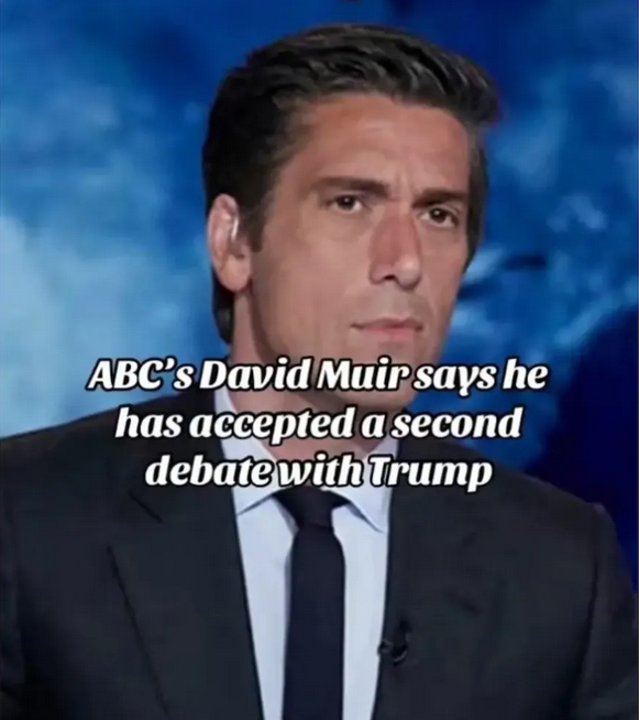 Meme saying David Muir wants another debate with Trump.