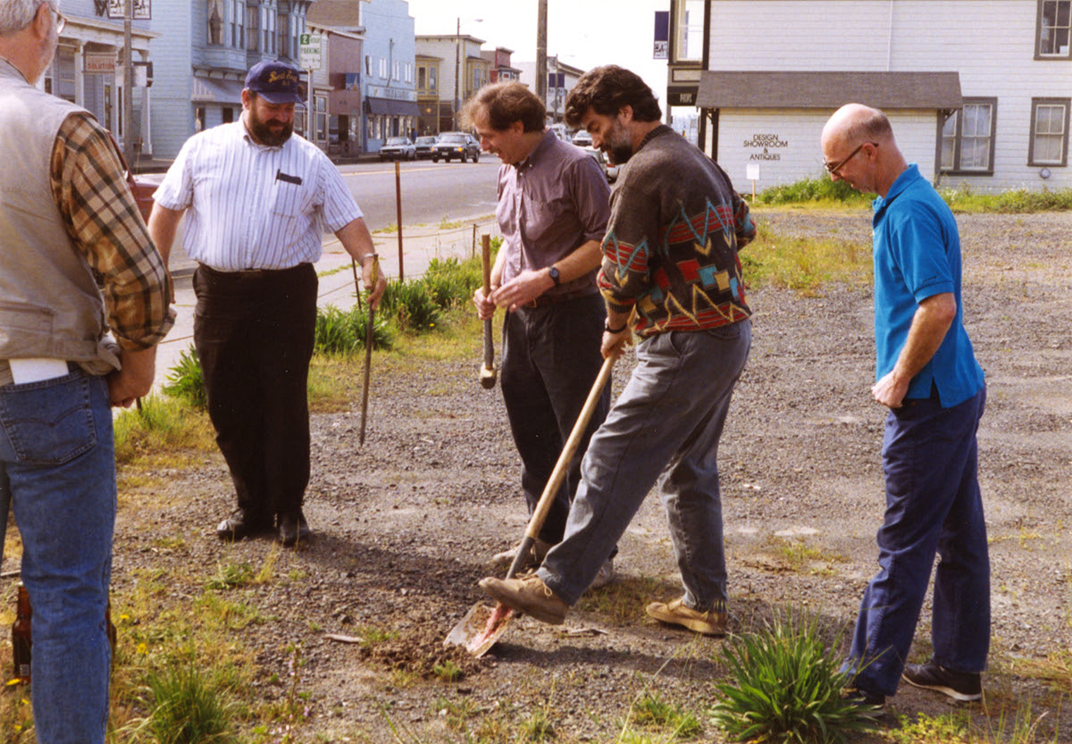 North Coast Brewing Co Founding Brewmaster Mark Ruedrich breaking ground on construction of the brewery building in 1994.