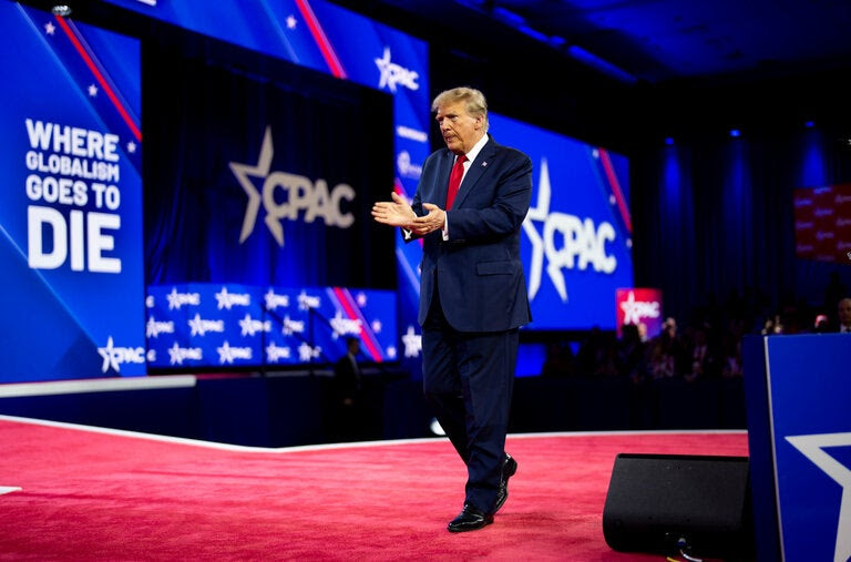 Former President Donald J. Trump at the CPAC Convention in February. European leaders are seeking to plan for a possible second Trump presidency.