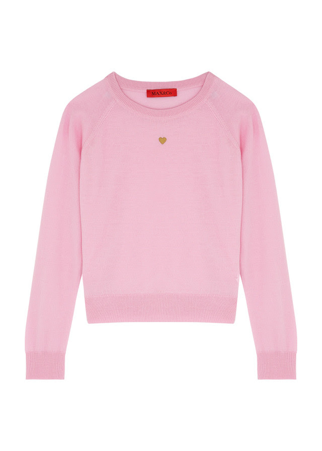 MAX&CO Heart-embroidered wool jumper