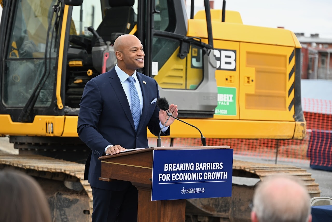 Governor Wes Moore seated on site