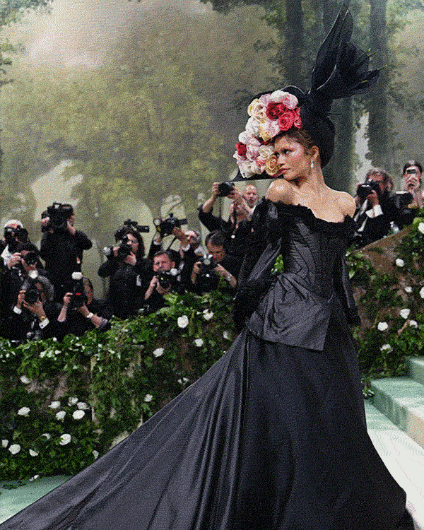 A GIF cycling through some of the most striking looks from the Met Gala.
