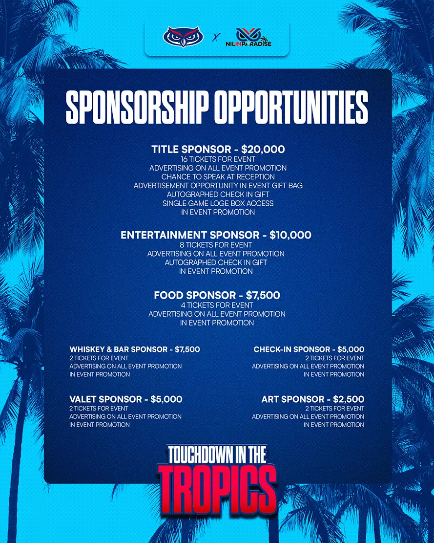 Sponsorships Touchdown Tropics