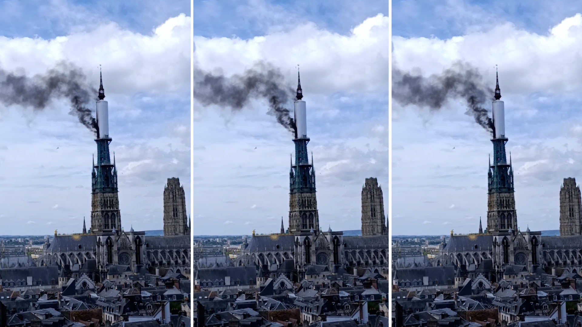 Les images de l'incendie de la flèche de la cathédrale de Rouen