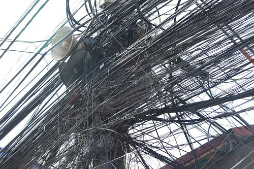 A horrible mess of wires.