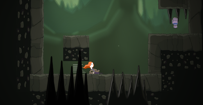 Screenshot of Mallory sliding in the video game