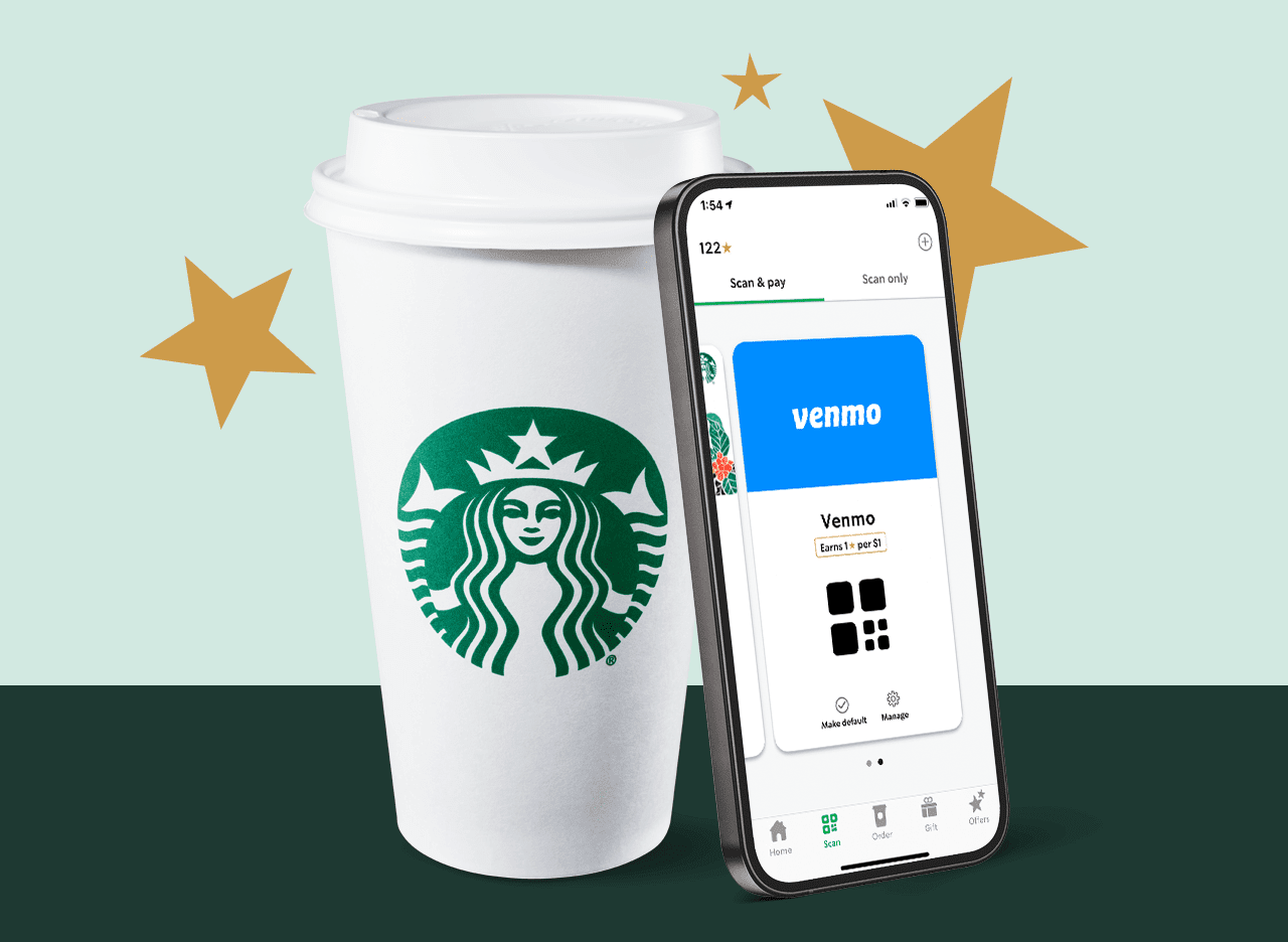 Brown Sugar Oatmilk Shaken Espresso shown with a phone featuring the MOP screen with Venmo.