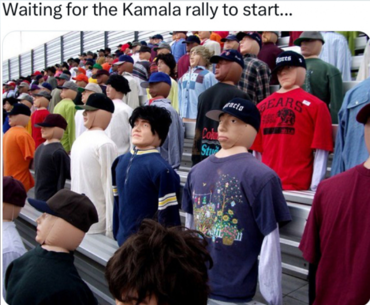 Photo of fake audience waiting for Kamala.