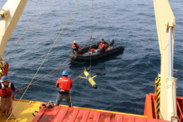 Deploying a glider off the side of a ship