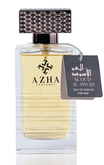 A bottle of perfume with a tagDescription automatically generated