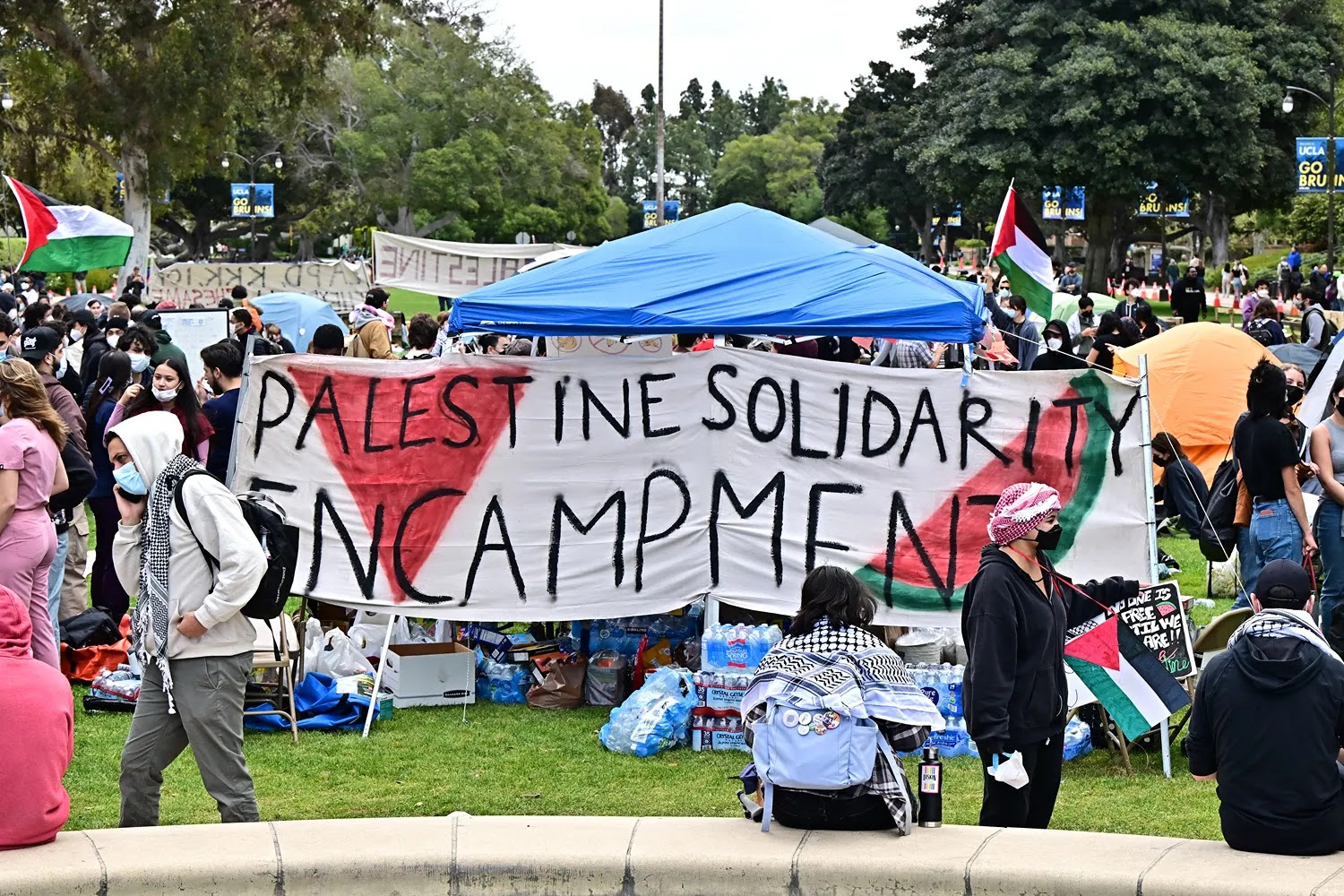 Pro-Palestinian protesters gather on the campus of the University of California, Los Angeles.