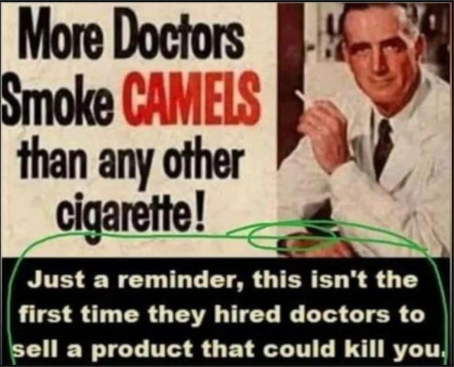 Ad promoting cigarettes by doctors.
