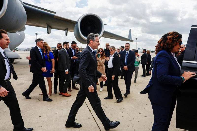 U.S. Secretary of State Antony Blinken arriving in Tel Aviv, Israel, March 2024