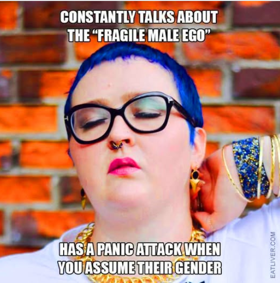 Blue-haired weirdo.