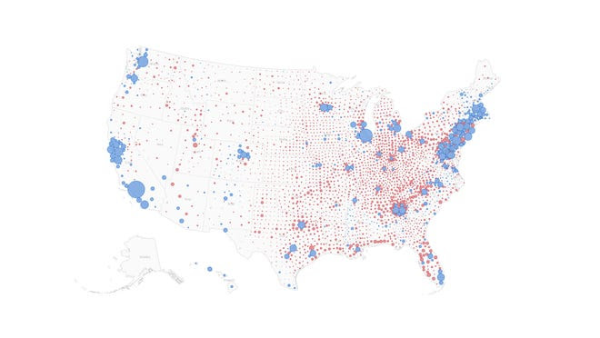 Election results by county.