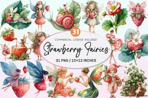 Strawberry Garden Fairies Clipart