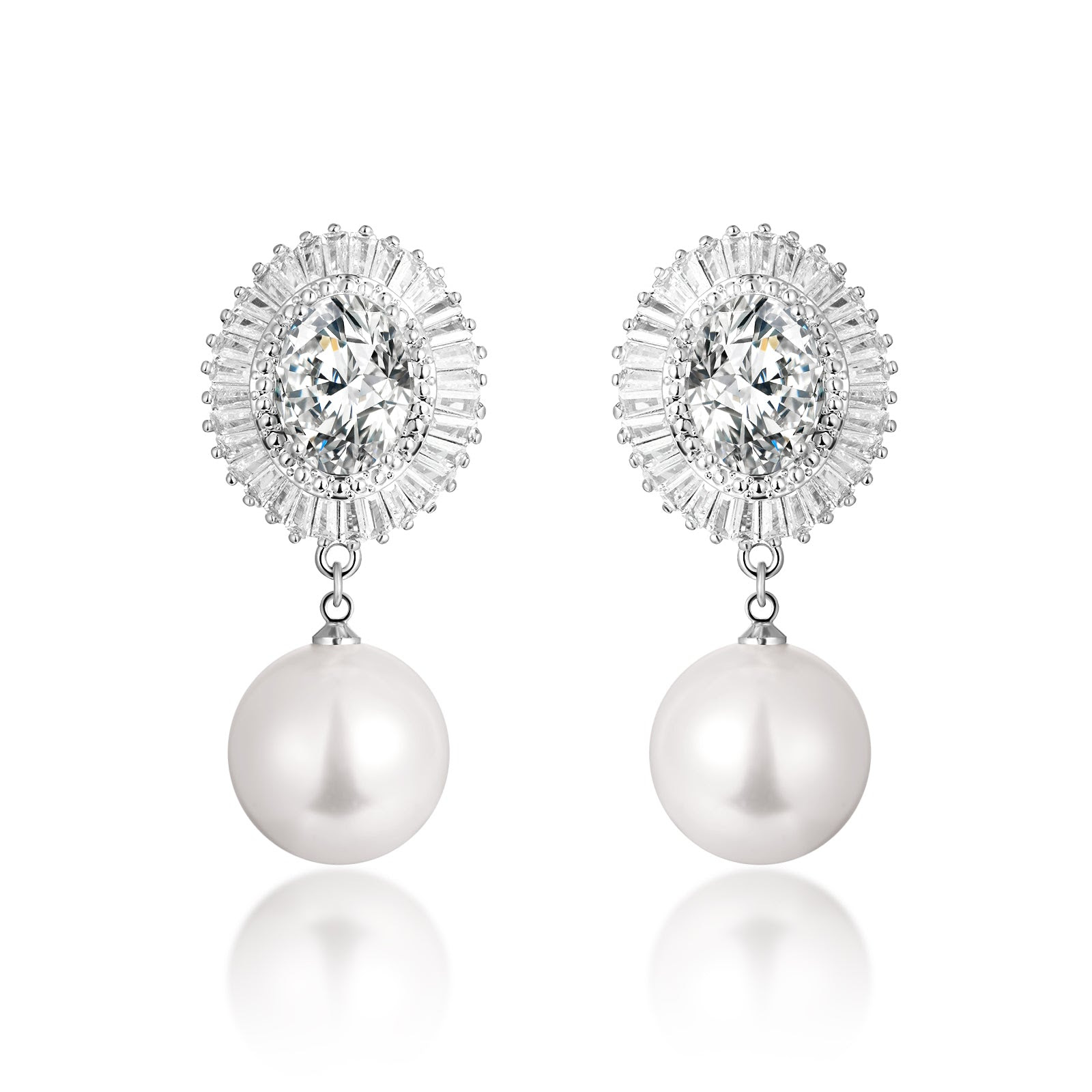 Image of Large Crystal and Pearl Earrings