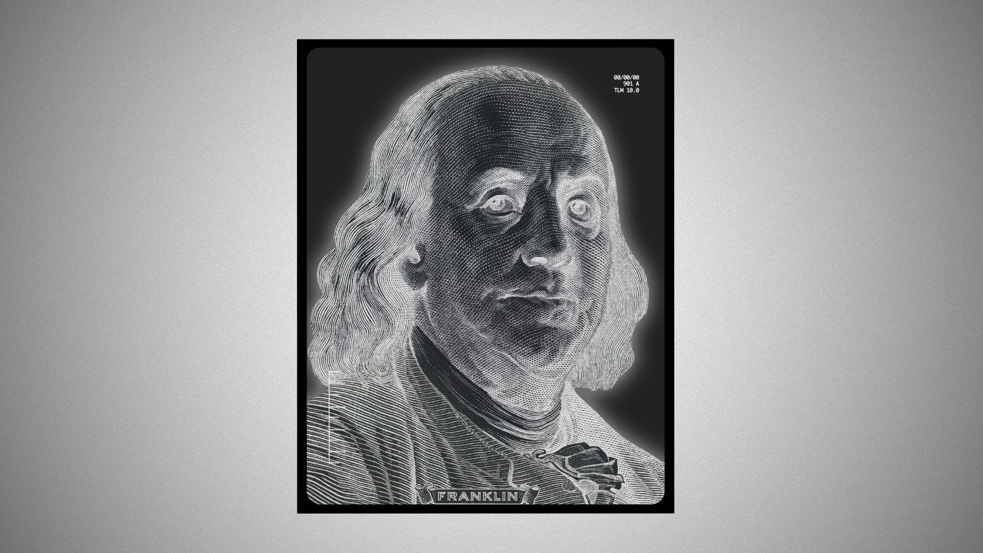 Illustration of Benjamin Franklin on an x-ray.