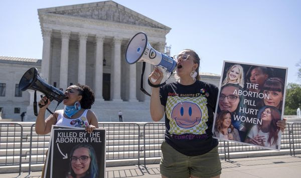 Anti-abortion protesters demonstrate outside the Supreme Court on Thursday, June 13, 2024, in <a href=