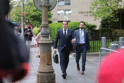 Joseph Tacopina, center, represented Donald J. Trump in criminal and civil cases in New York.