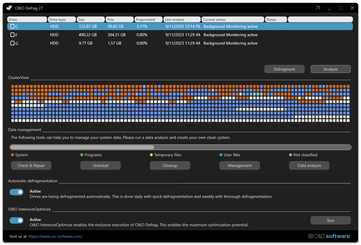 O&O Defrag 27 Pro Dark Theme