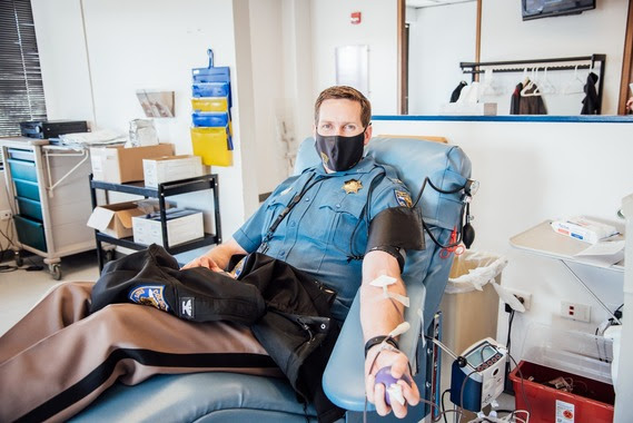 Colonel Matthew C Packard Donating Blood