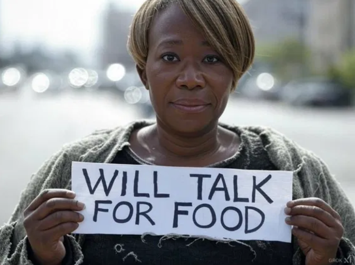 Joy Reid begging for food.