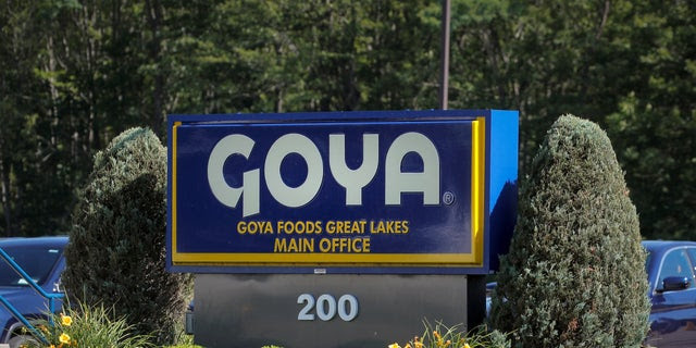 The logo for Goya Foods is seen on a sign outside the Goya Foods Great Lakes facility in Angola, New York, U.S. July 15, 2020.