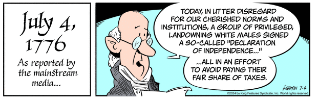 Cartoon disparaging Founding Fathers.