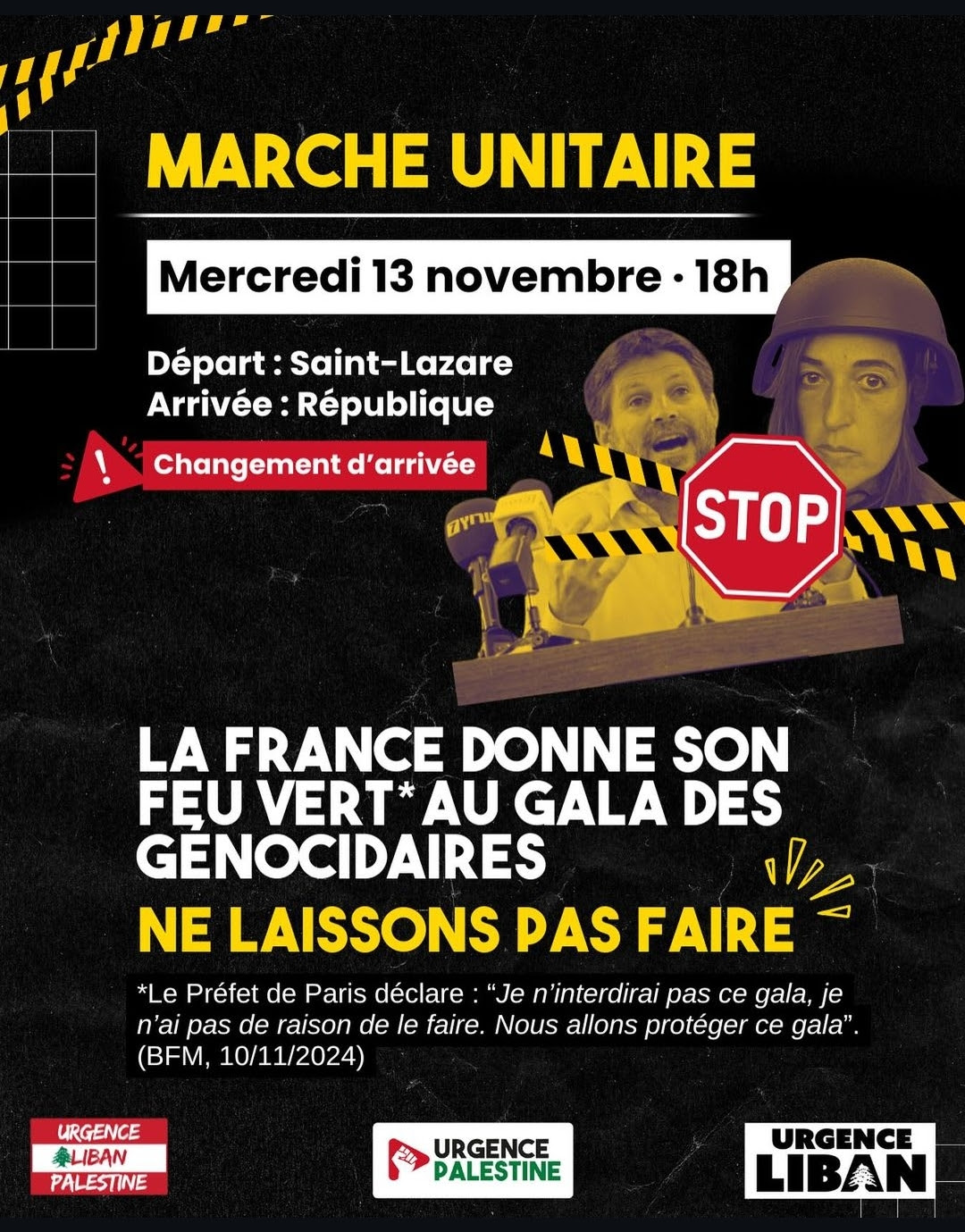 Marche contre le gala 13/11 18h Saint Lazare