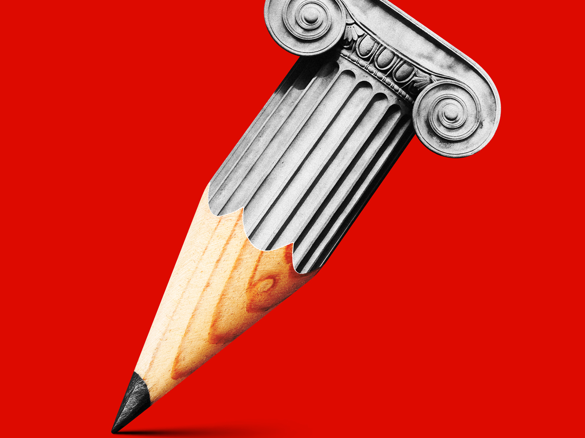 A pencil against a red background.
