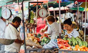 Un mercado de verduras en Piedecuesta, Colombia.