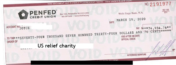 image of a bequest check in the amount of $74,934.76
