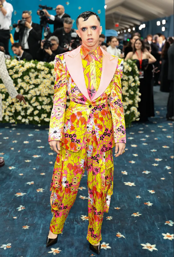 Ghastly flowered mens suit.