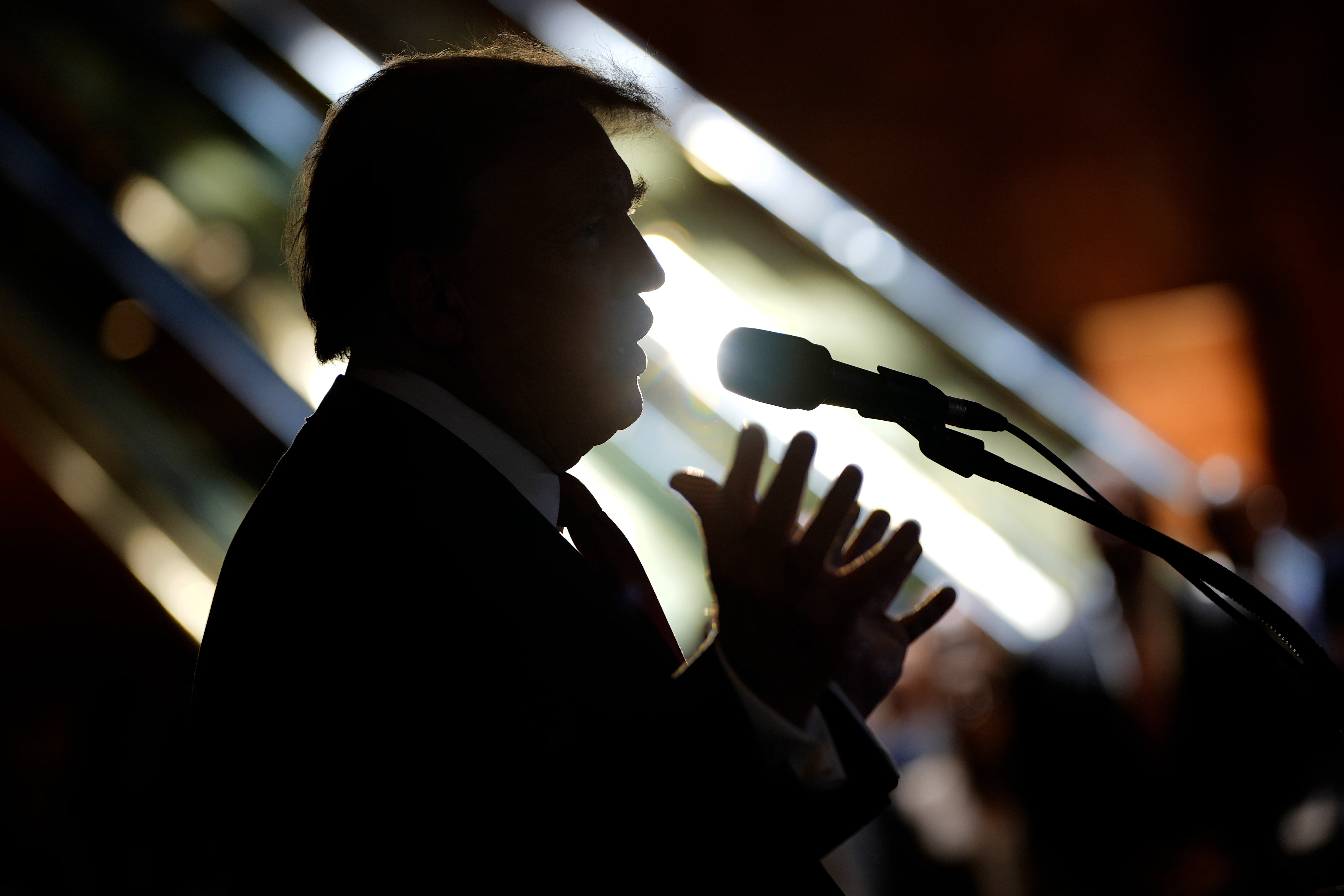 Former President Donald Trump speaks during a news conference at Trump Tower on Friday in New York City.