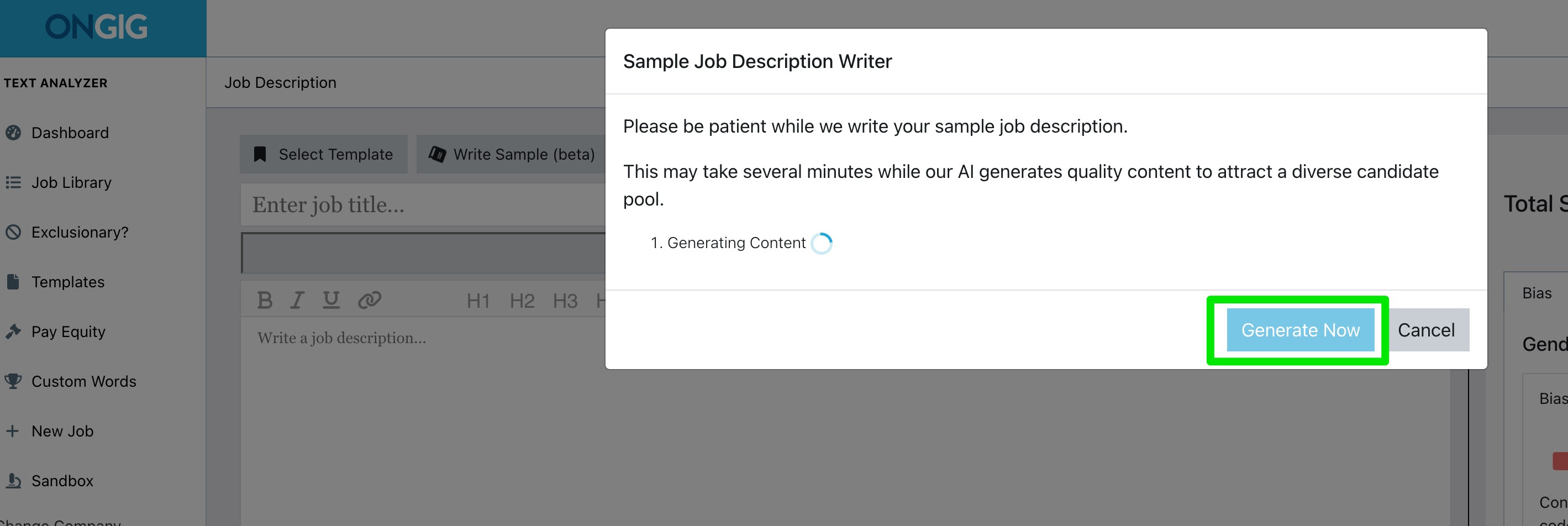 automated job description builder generate now