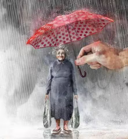 RAIN-Pam-under-the-umbrella